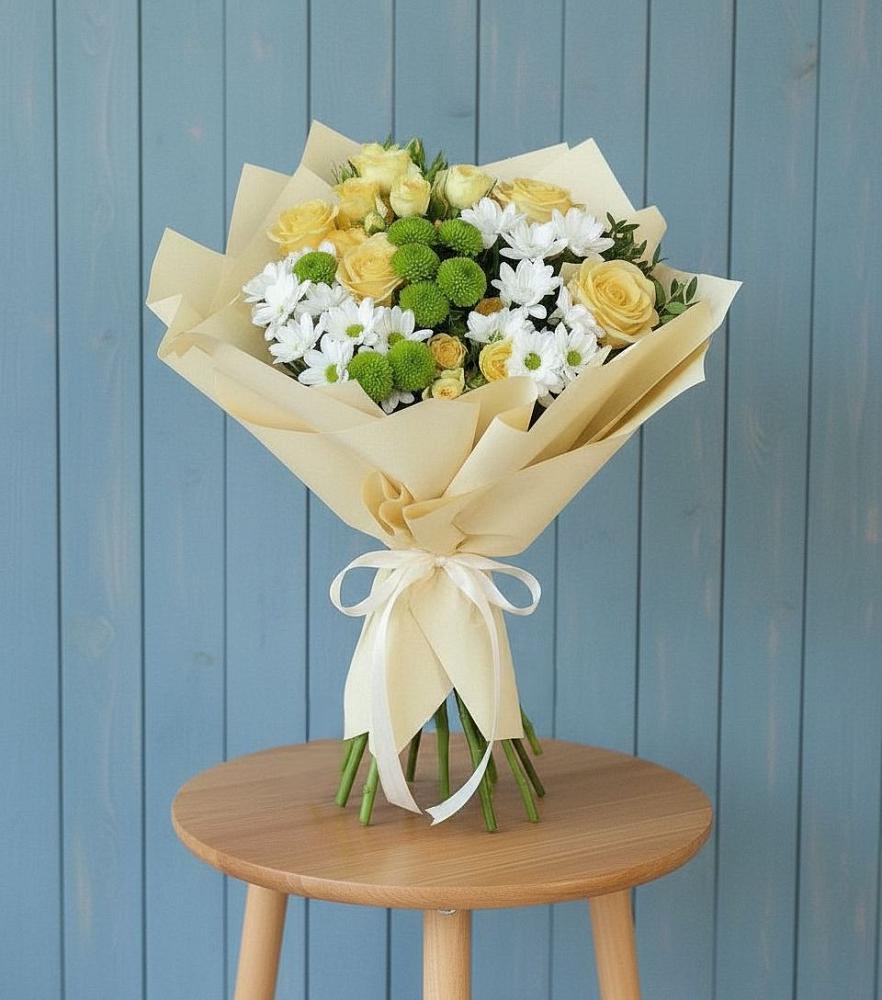 Букет цветов из: Хризантемы и Розы в Култук