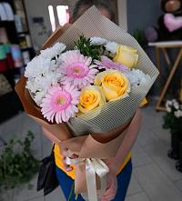 Букет цветов из:  Герберы, Розы и Хризантемы в Култук